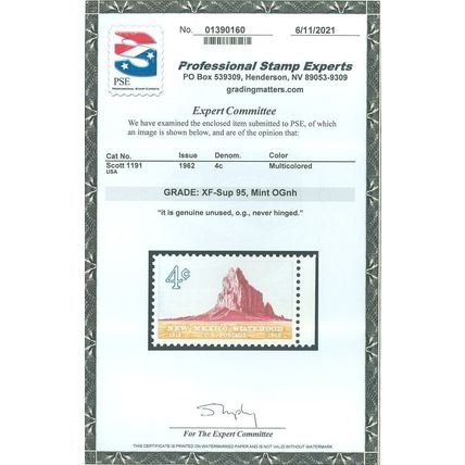 USA Scott #1191, Mint-OG-NH, Graded PSE XF/SUPERB 95, NEW MEXICO, SMQ $25! (SK)