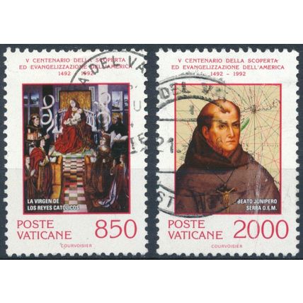 500th Anniv Discovery of America: 850L & 2000L - Vatican City 1992 - F H