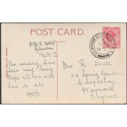 Rosia Bay and New Mole, Gibraltar, 1910 - Beanland Malin & Co Postcard