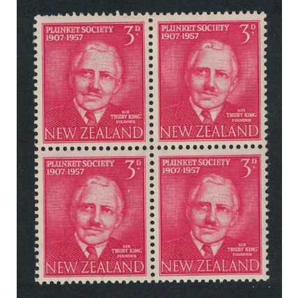 New Zealand Sir Truby King Founder of Plunket Society Block of 4 1957 MNH