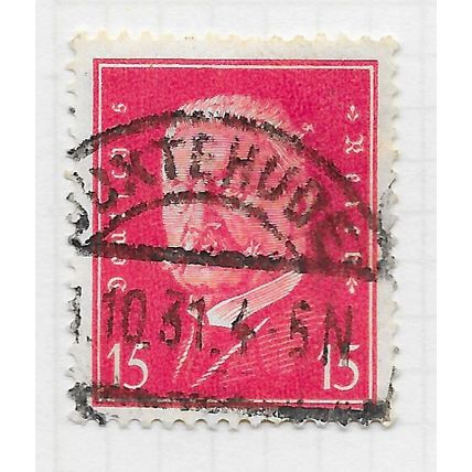 EMPIRE GERMANY 1928 PRESIDENT HINDENBURG 15Pf POSTMARK DATED USED Mi 414