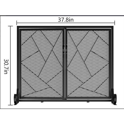Fire Beauty Fireplace Screen w/ Hinged Doors, Metal Mesh Decorative Spark Guard