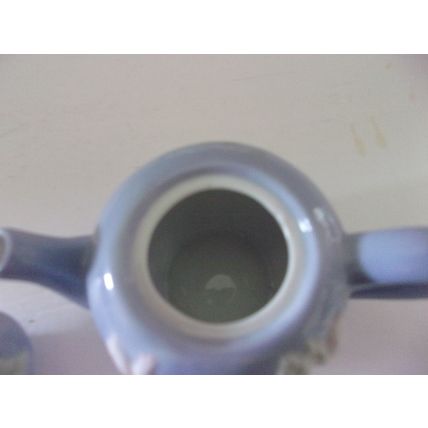 Miniature Tea Pot Blue with Pink Rose 4"
