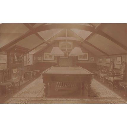 Antique Snooker Billiards Social Club Table Monica White RPC Postcard