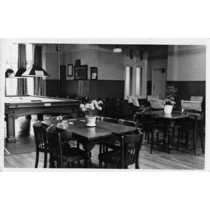 No Smoking Sign At Pool Snooker Table Old Hotel Postcard