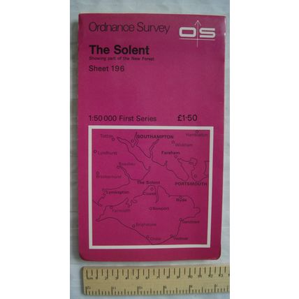 1974 OS first series map Sheet 196 The Solent showing part of the New Forest