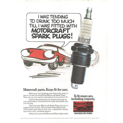 MOTORCRAFT SPARK PLUGS :- Original Vintage 1979 Magazine Advert <> POST FREE