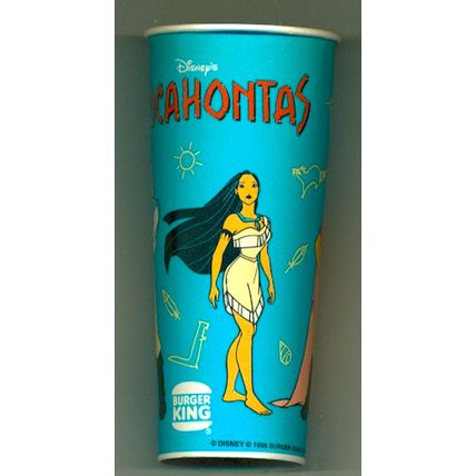 1995 POCAHONTAS original Burger King promo paper soda cup set of two.