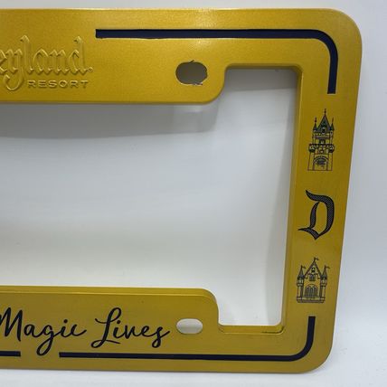 Disneyland Resort “Where Magic Lives” Gold Metal License Plate Frame Cover