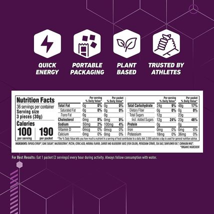 CLIF BLOKS - Energy Chews - Mountain Berry - Non-Gmo - Plant Based Food - Fast F