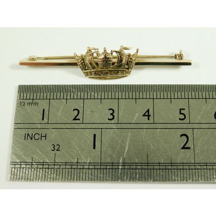 Antique Military Royal Navy Naval 9ct Gold Sweetheart Badge Brooch WW1 Period