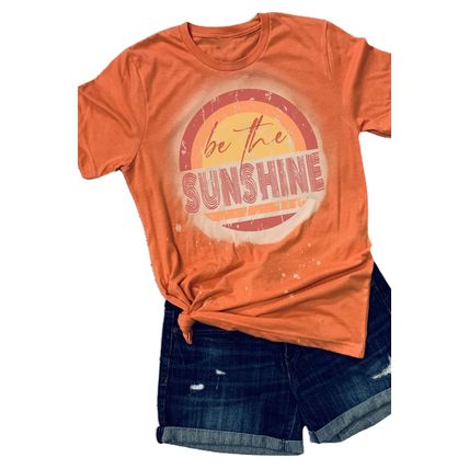 Orange Be The Sunshine Graphic Crewneck T Shirt