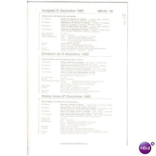1980 LIECHTENSTIENE FOREST SEASONS