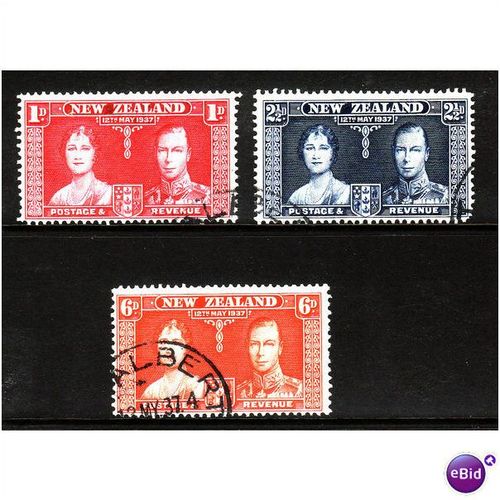 NEW ZEALAND 1937 CORONATION SET 3 VALS FINE USED