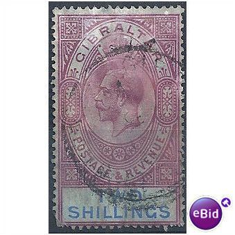 Gibraltar 1924 SG99 2/- Grey-Purple & Blue/Blue Fine Used.