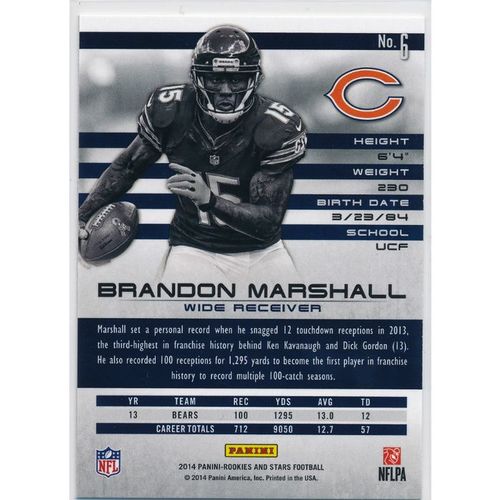 2014 Panini Rookies & Stars #6 Brandon Marshall Chicago Bears