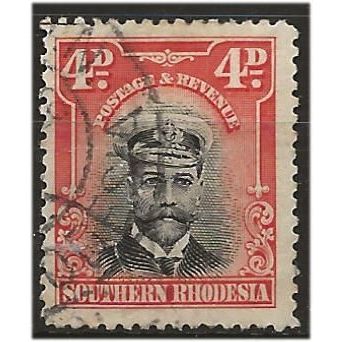Southern Rhodesia 1924 SG6 4d Black & Red-Orange Fine Used . .. .
