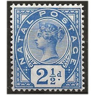 Natal 1891 SG113 2 1/2d Bright Blue Wmk Crown CA Mounted Mint . .. .