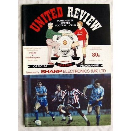 1991 programme Manchester United v. Portsmouth, League Cup 3rd Round