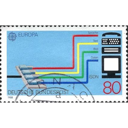 GERMANY, Europa, Communications, blue 1988, 80pf