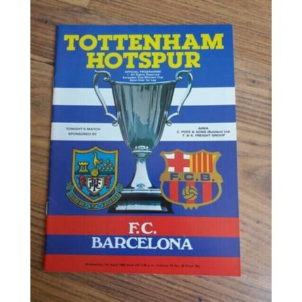 1982 European Cup Winners Cup Semi Final Programme & Ticket - Spurs vs Barcelona