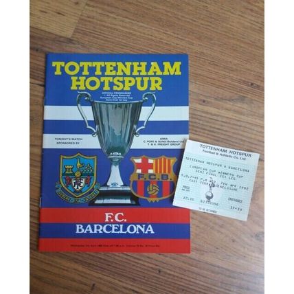 1982 European Cup Winners Cup Semi Final Programme & Ticket - Spurs vs Barcelona