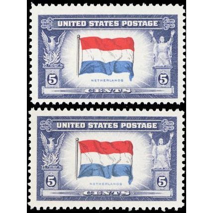 913a, VF NH Reverse Printing of Flag Colors Error With Normal -*- Stuart Katz