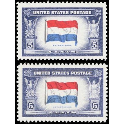 913a, VF NH Reverse Printing of Flag Colors Error With Normal - Stuart Katz