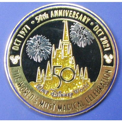 Disney World 50th Anniversary. Challenge Coin. 1.75". 47b.