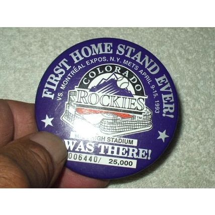 colorado rockies 1st homestand ever! i was there! pinback 2.9" round