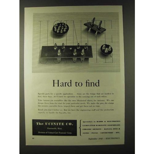 1943 Ucinite Banana Pin Assemblies Ad - Hard to find