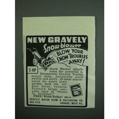 1950 Gravely Snow Blower Ad - Blow Troubles Away