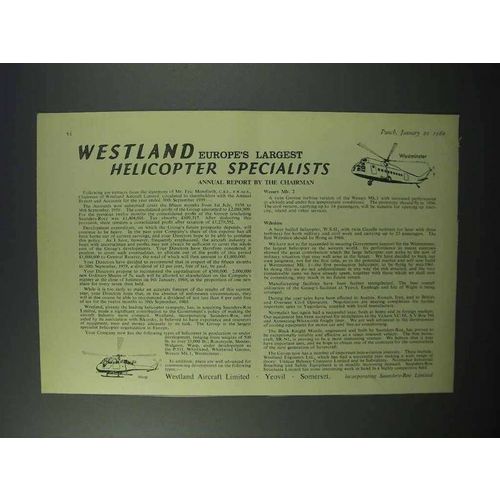 1960 Westland Westminster, Wasp Helicopter Ad