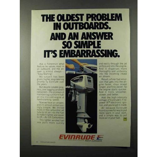 1979 Evinrude 15 Outboard Motor Ad - Answer Simple