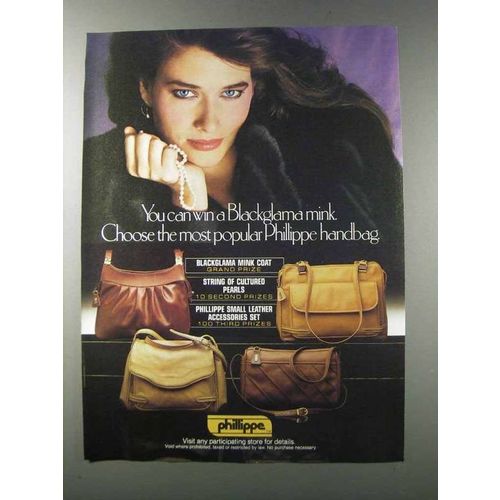 1981 Phillippe Handbags Ad - Win a Blackglama Mink