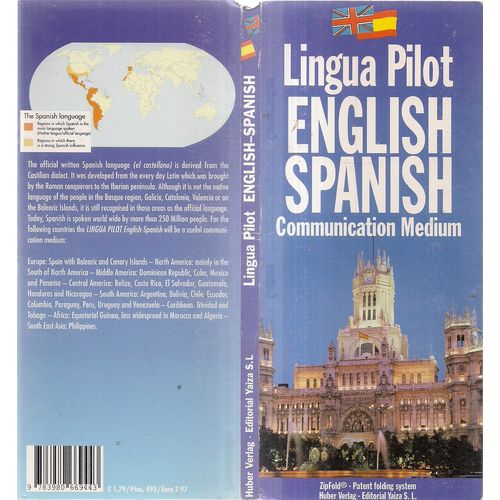 ENGLISH SPANISH TRANSLATOR booklet fold out card common words =