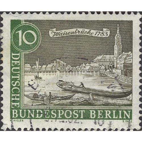 BERLIN, SHIP, Orphan's bridge 1783, green 1962, 10pf
