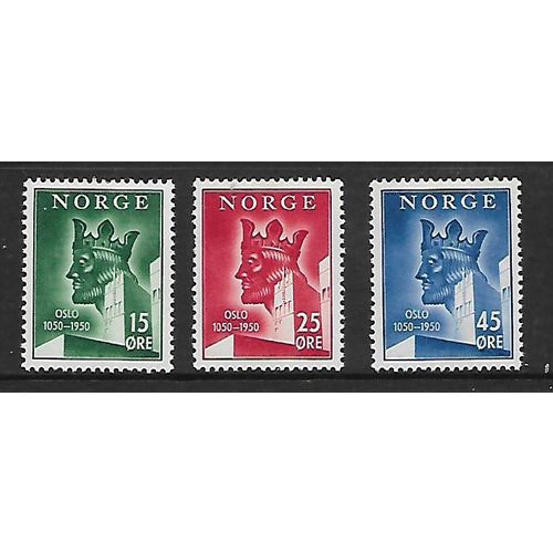 NORWAY 1950 ANNIV OF FUNDING OF OSLO SG 408 / 410 SET 3 VALS M/MINT