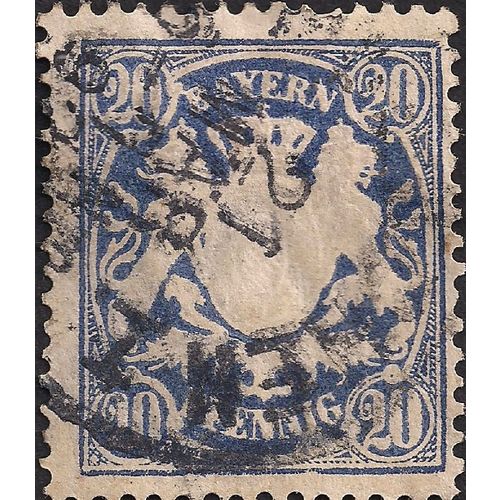GERMANY, BAVARIA, Lions Rampant Emblem, blue 1888, 20Pf, #3