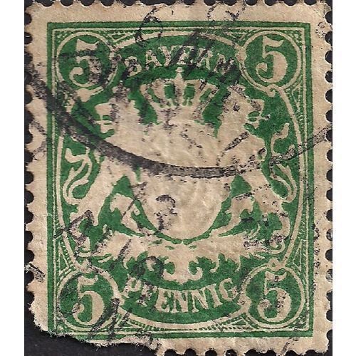 GERMANY, BAVARIA, Lions Rampant Emblem, green 1890, 5Pf, #2