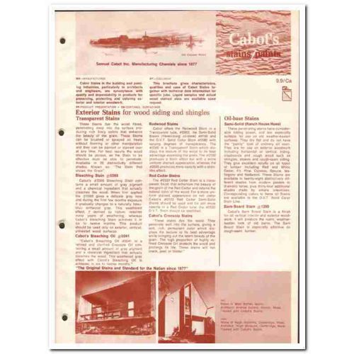 SAMUEL CABOT INC 1982 wood siding shingles paint stain vintage catalog