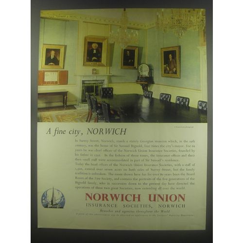 1954 Norwich Union Insurance Ad - A fine city, Norwich