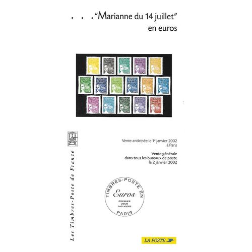 Les Timbres-Poste de France: Marianne du 14 Juillet en Euros.