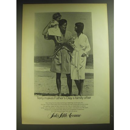 1974 Saks Fifth Avenue Cotton Terry Kimonos Ad - Makes Father's Day