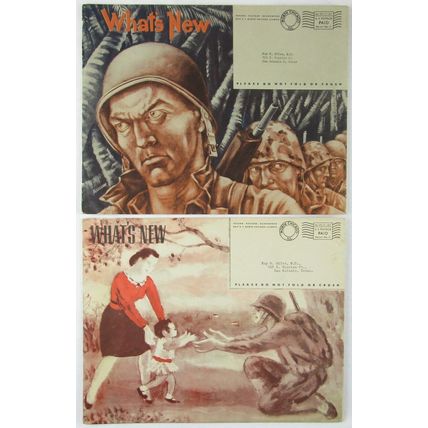 EMPTY What's New Envelopes, Lot of 6, WWII Military Art
