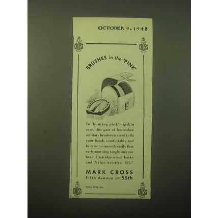 1948 Mark Cross Brushes Ad - Brushes in the Pink