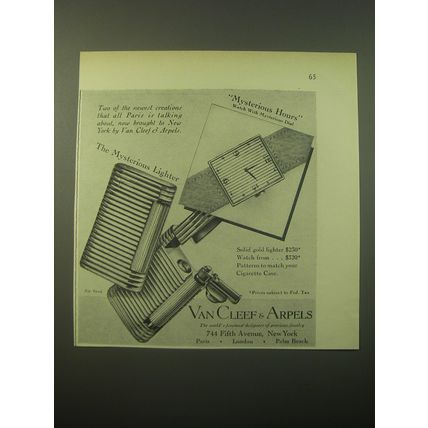 1948 Van Cleef & Arpels Ad - Mysterious Hours Watch and Mysterious Lighter