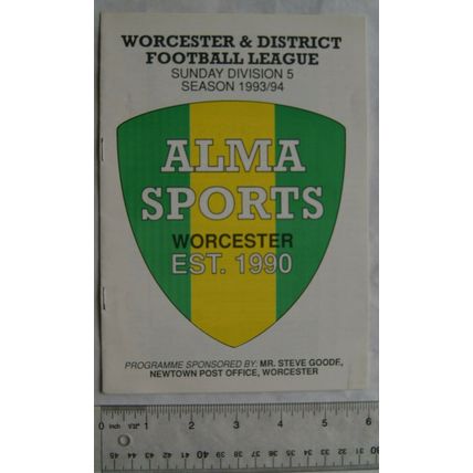 1993/94 programme Alma Sports v. All Blues