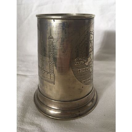 TAJ AGRA INDIA Plated Brass Tankard Decorative Collectable Metalware