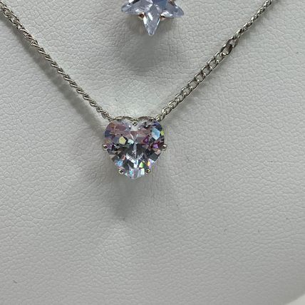 Necklace 3 Tiered CZ Teardrop, Star, Heart #533